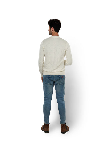 Beige Solid Cotton Sweater