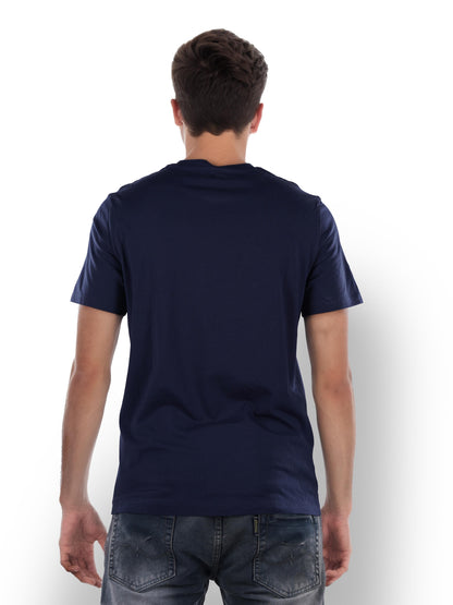 Navy Blue Printed Cotton T-shirt