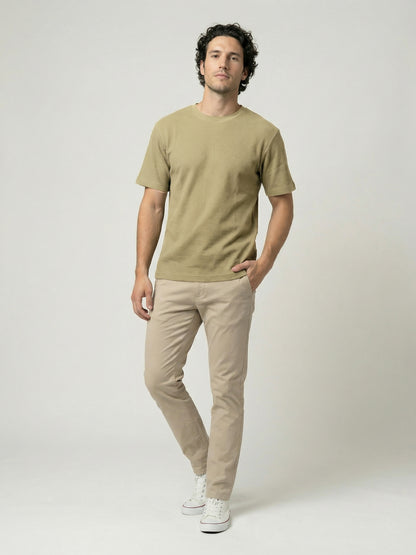Celio Mens Olive Structured Regular Fit Cotton T-Shirts