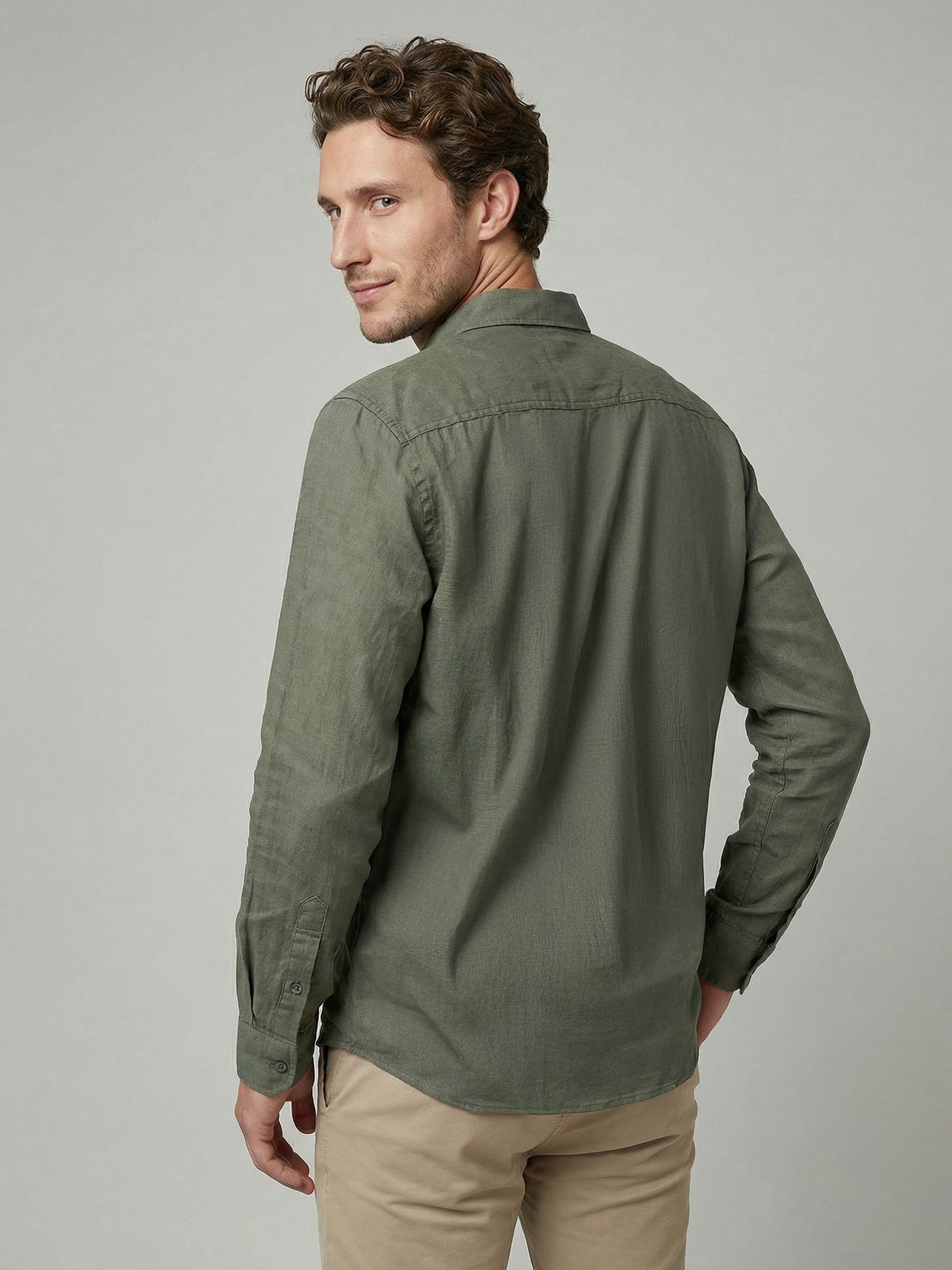Celio Mens Olive Dobby Regular Fit Cotton Shirts