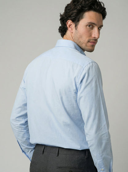 Celio Mens Blue Solid Regular Fit Cotton Shirts