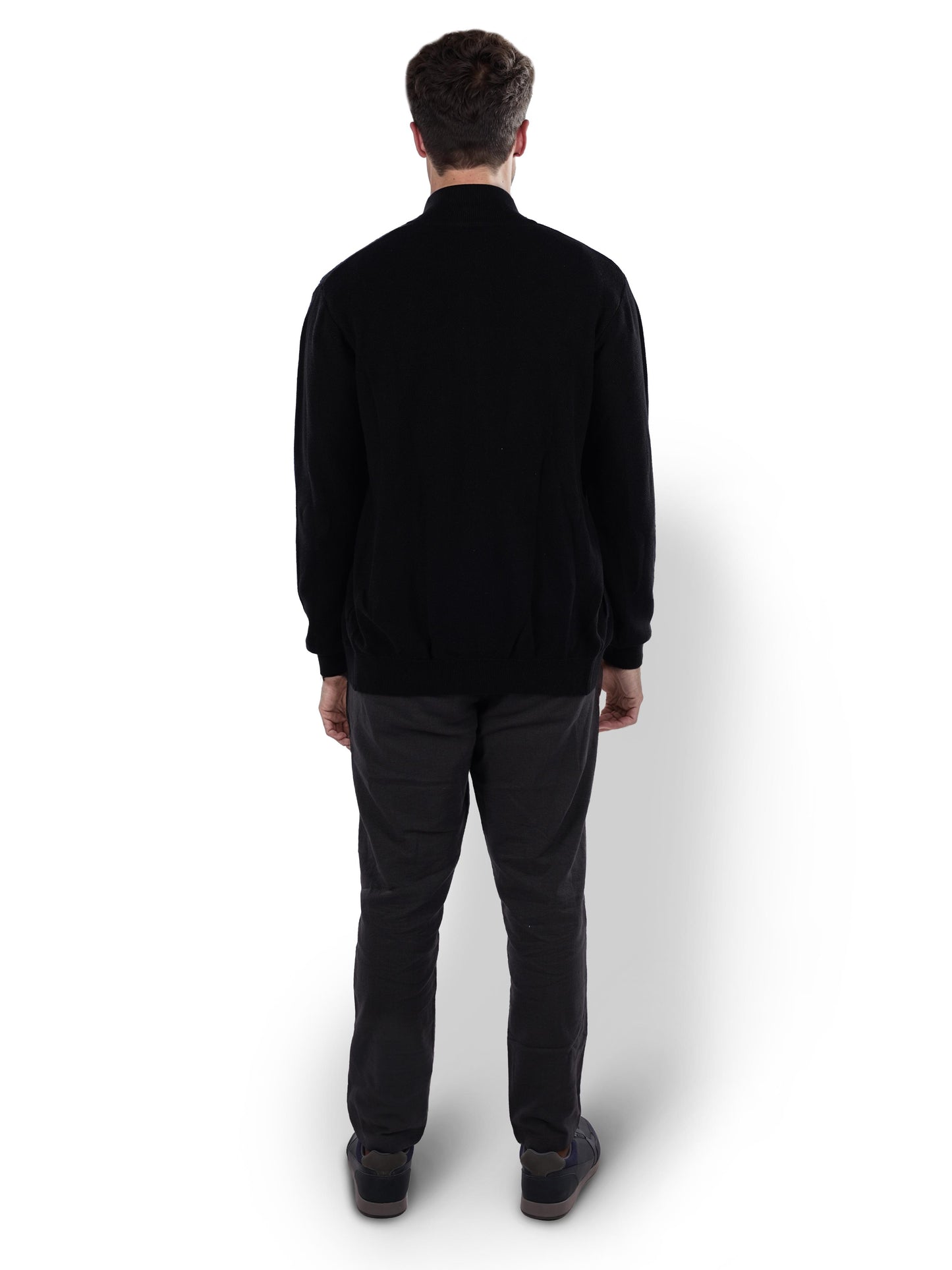 Black Solid Cotton Sweater