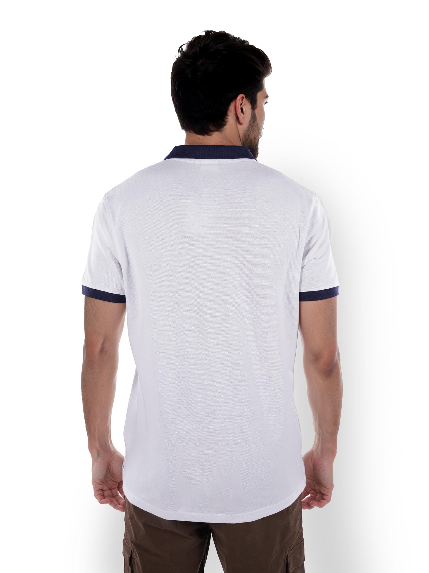 White Solid Cotton Polo