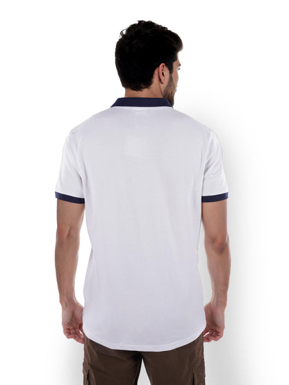 White Solid Cotton Polo