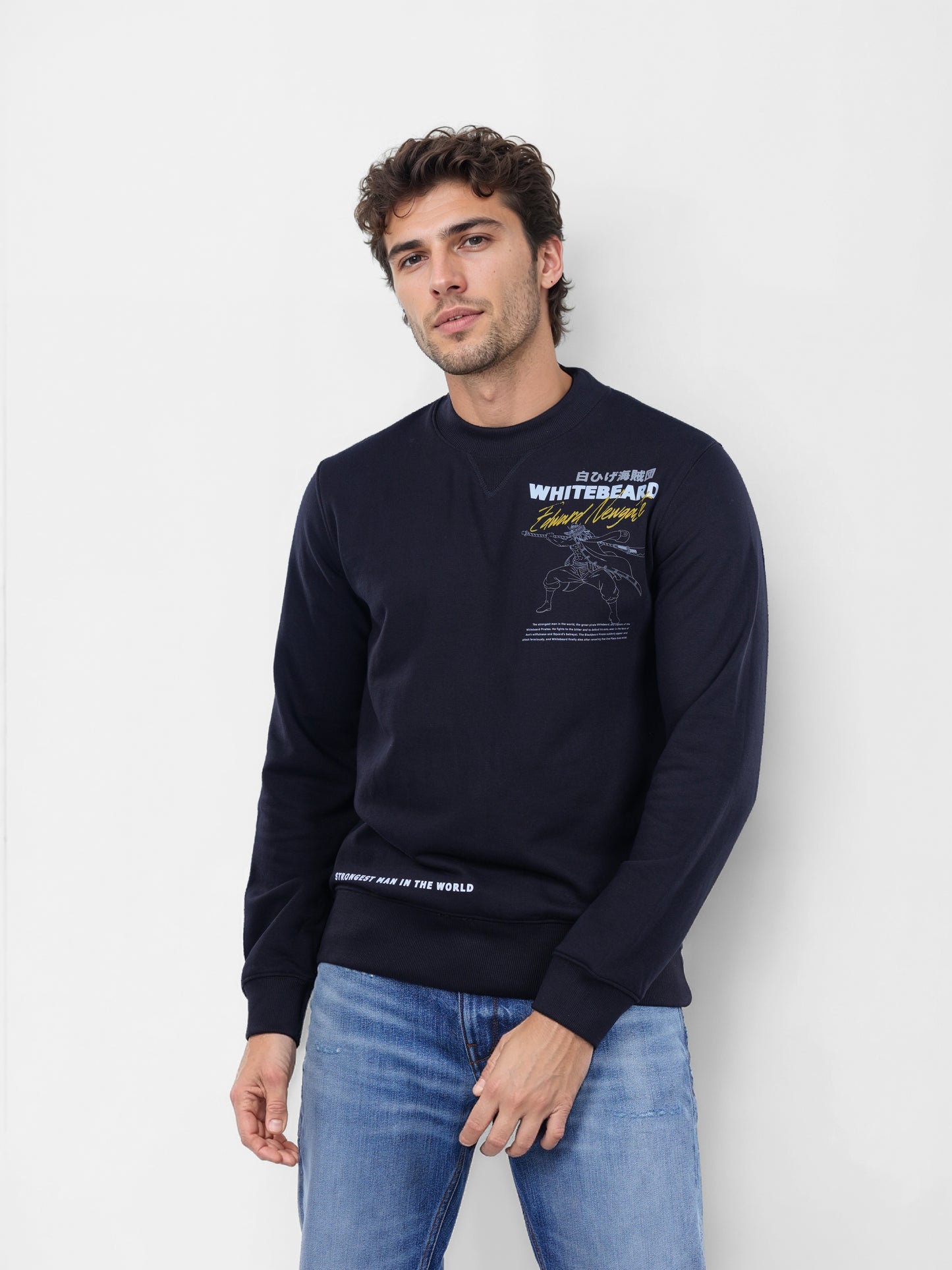 One Piece - Black Printed Cotton Sweatshirt