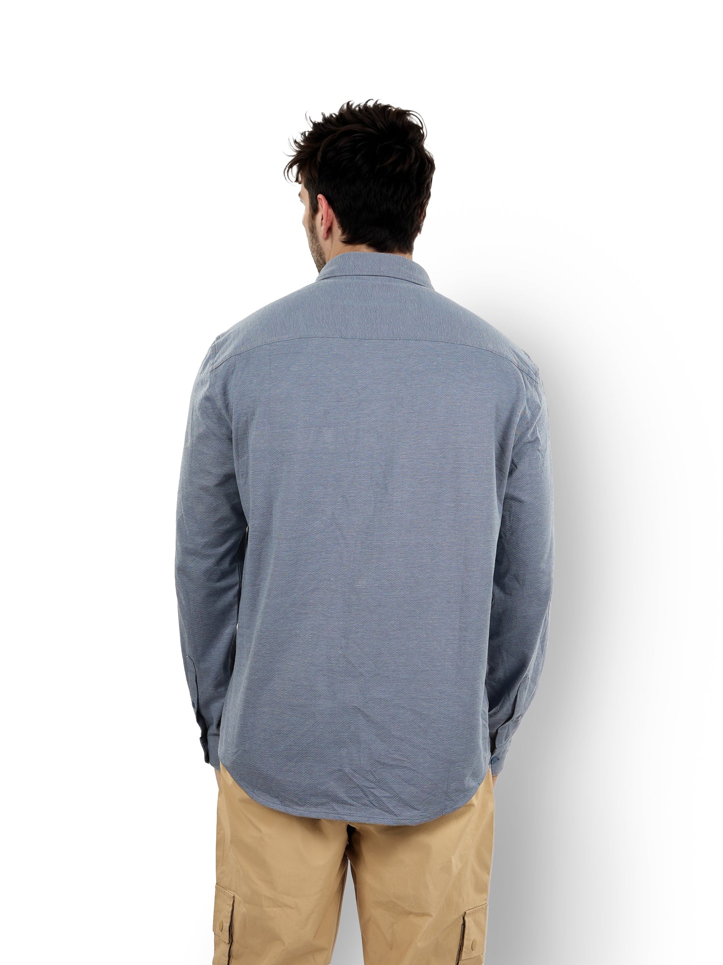 Blue Solid Cotton Shirt