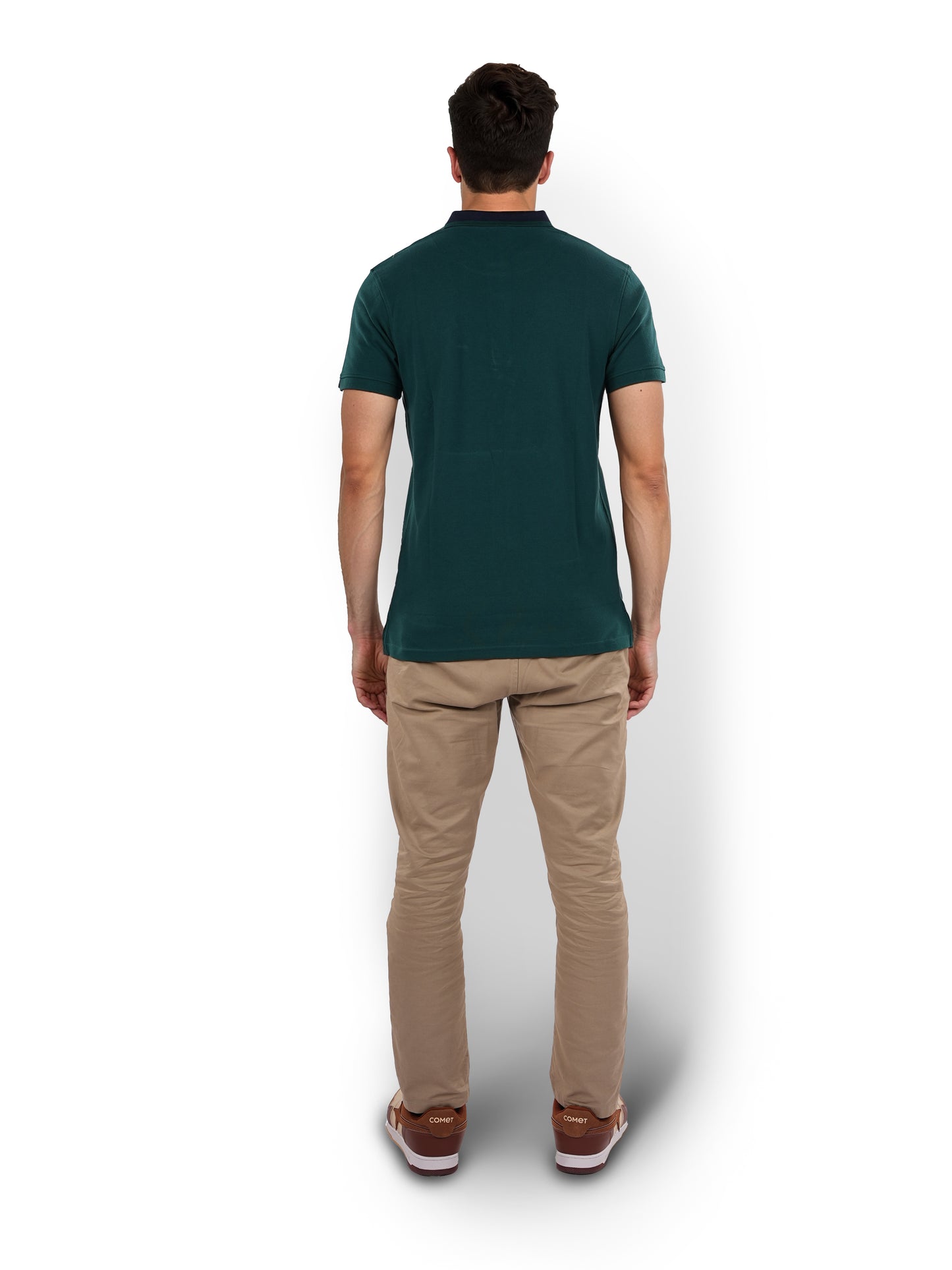 Green Solid Cotton Polo