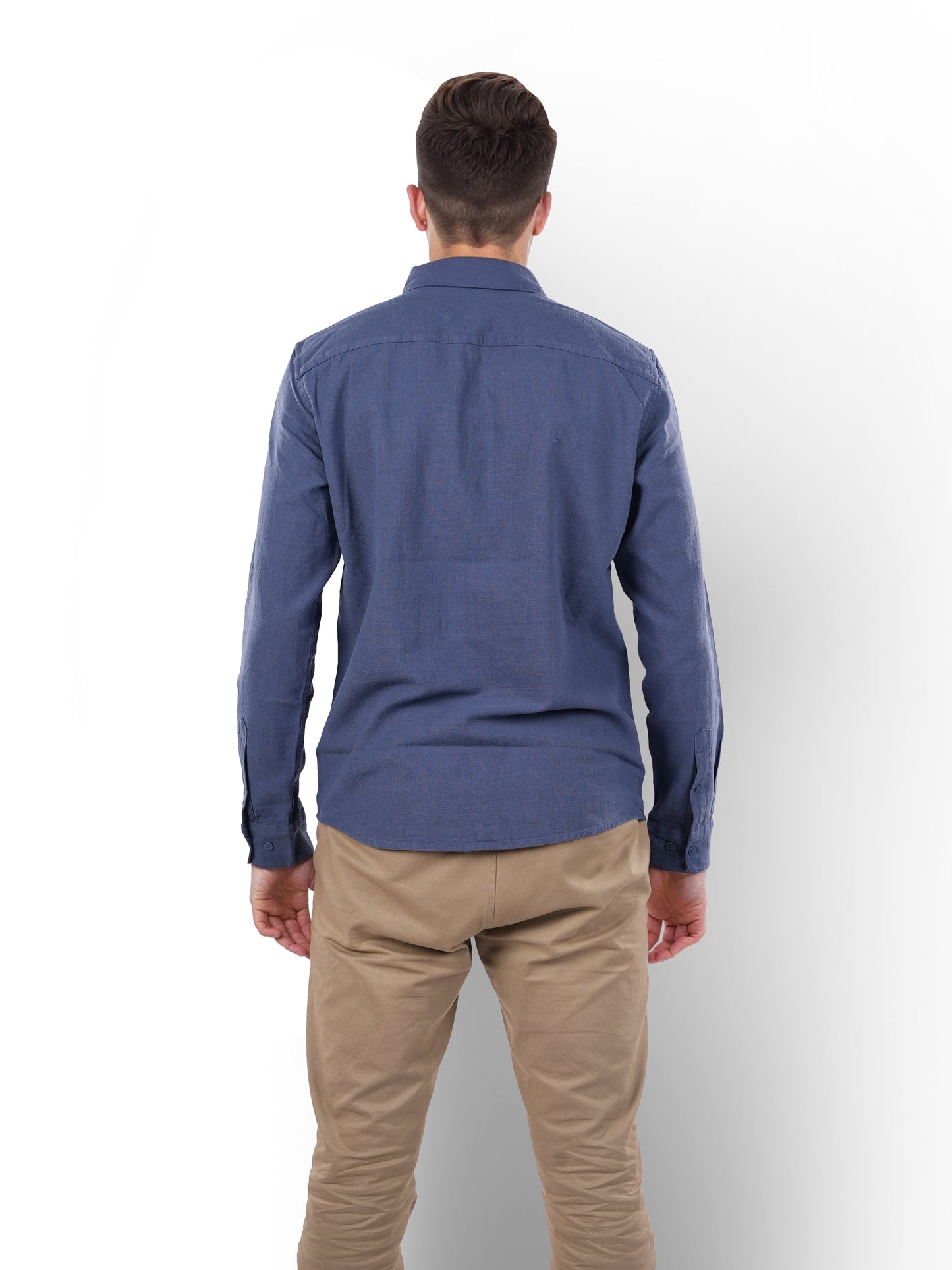 Blue Solid Cotton Shirt