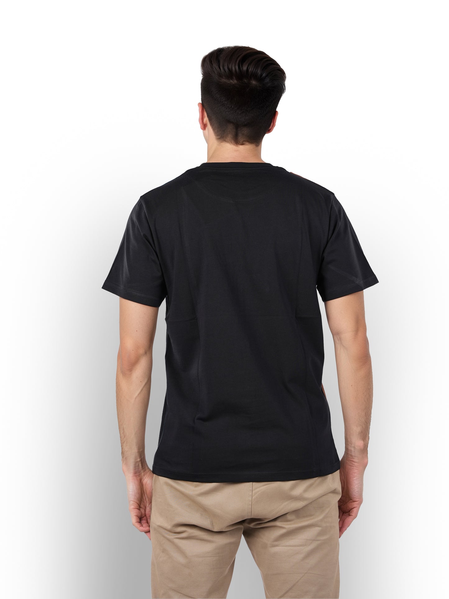 Brown Colourblock Cotton T-shirt