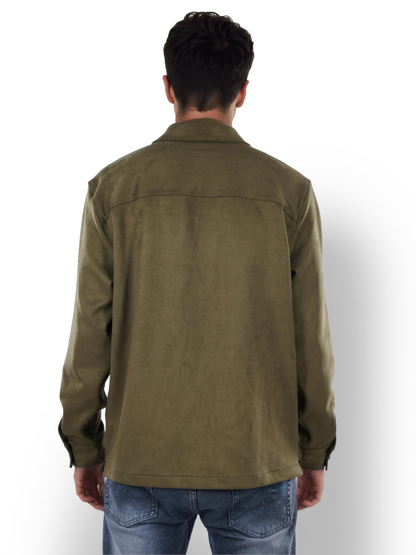 Olive Solid Polyester Jacket