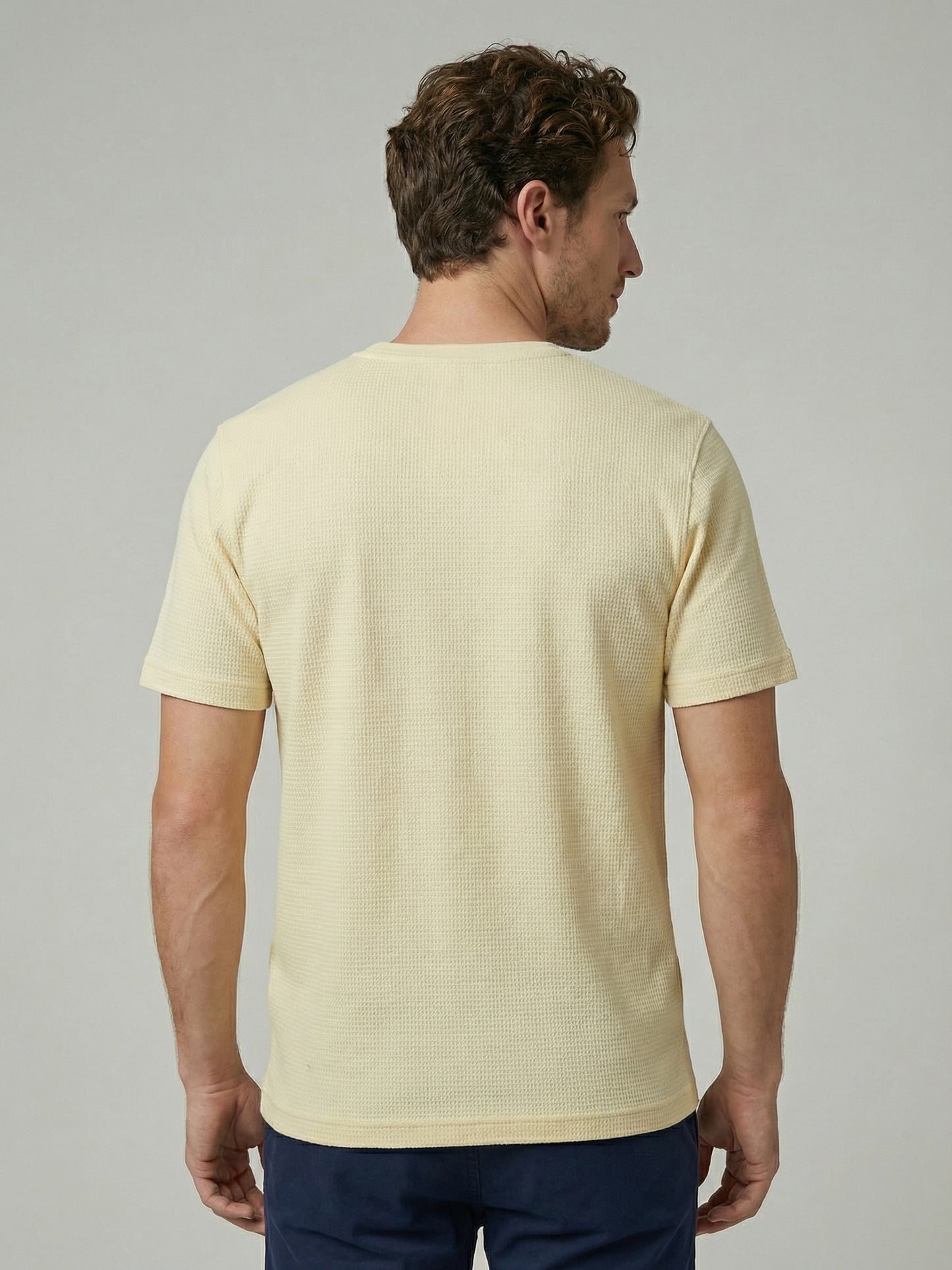 Celio Mens Yellow Structured Regular Fit Cotton T-Shirts
