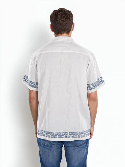 White Printed Cotton Shirt