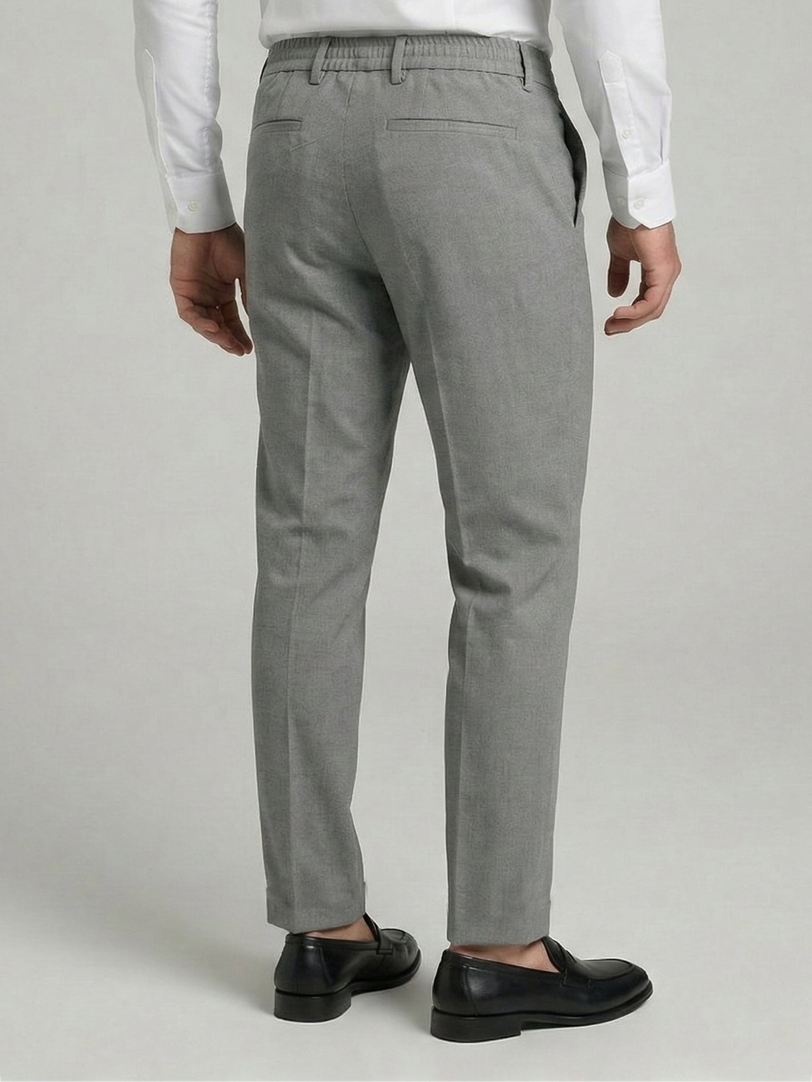 Celio Mens Grey Solid 24H Fit Polyester Casual Trouser
