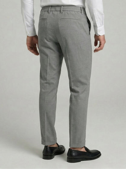 Celio Mens Grey Solid 24H Fit Polyester Casual Trouser