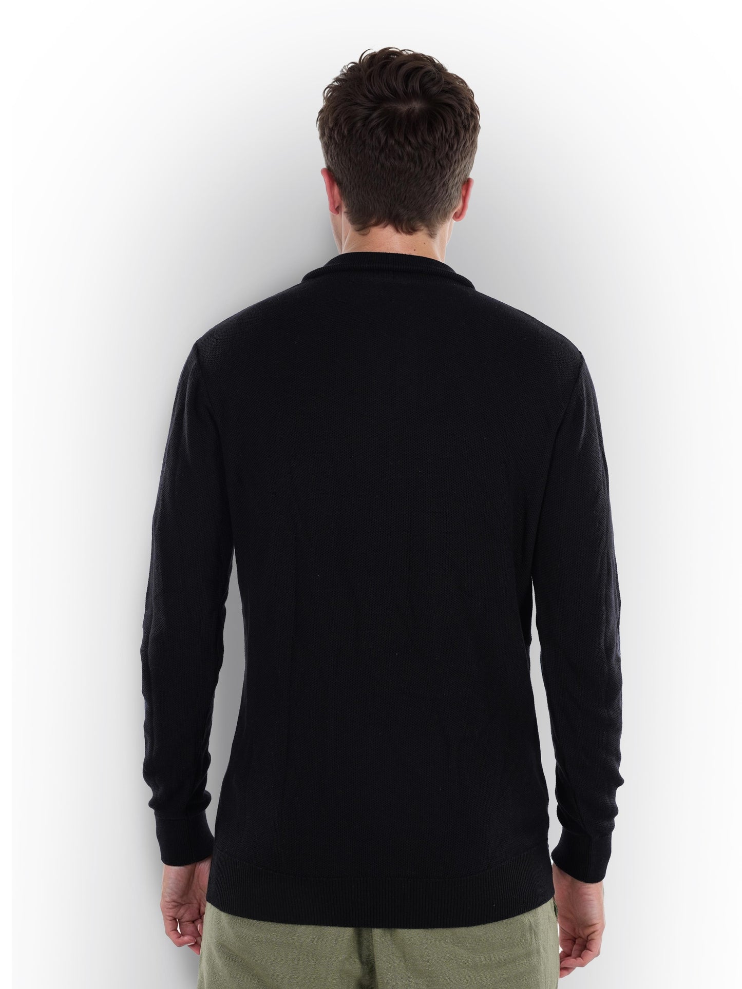 Black Solid Cotton Sweater