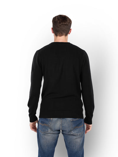Celio* Solid Regular Fit Cotton Black Sweater