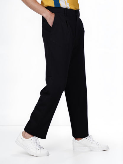 Celio* Poly-Blend Regular Fit Black Trousers