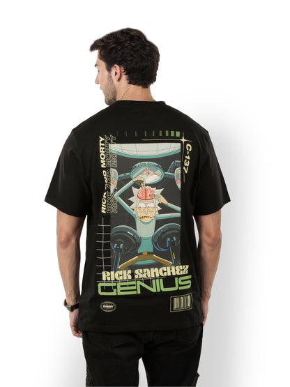 Rick & Morty Black Printed Cotton T-Shirt