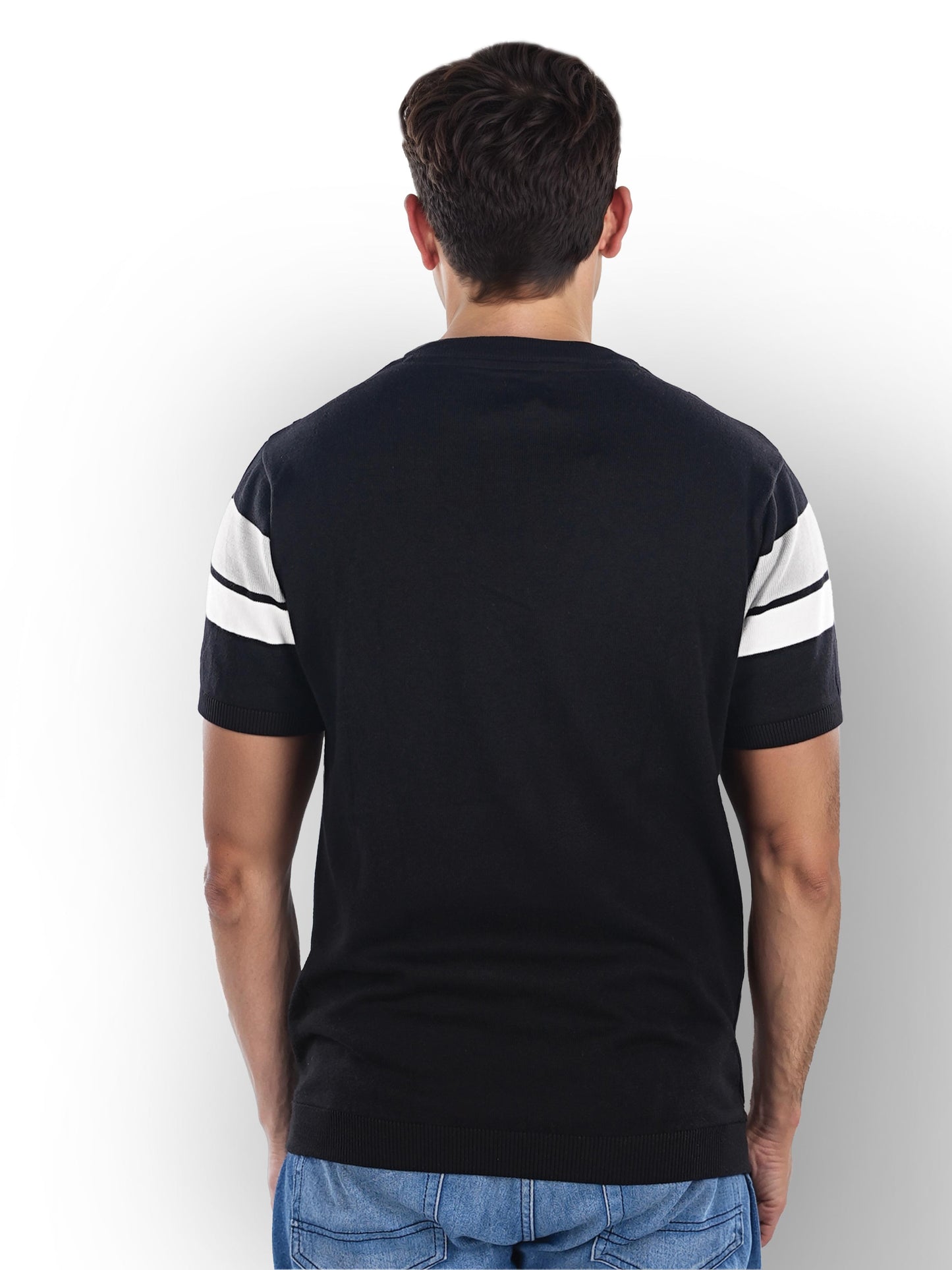 Black Striped Cotton T-shirt