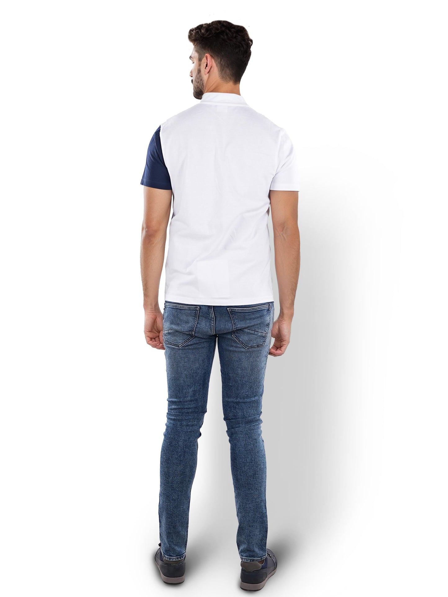 White Colourblock Cotton T-Shirt