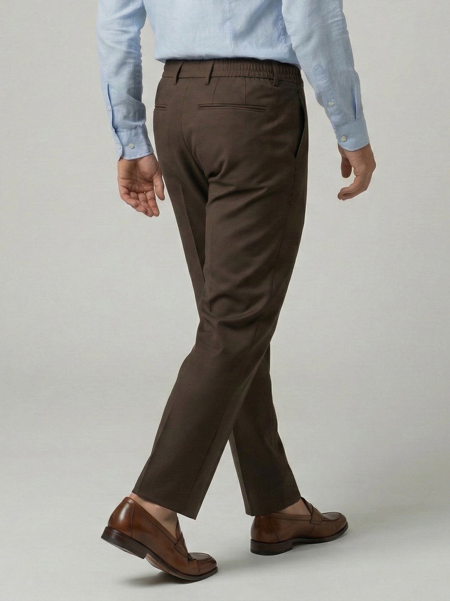 Celio Mens Brown Solid 24H Fit Polyester Casual Trouser