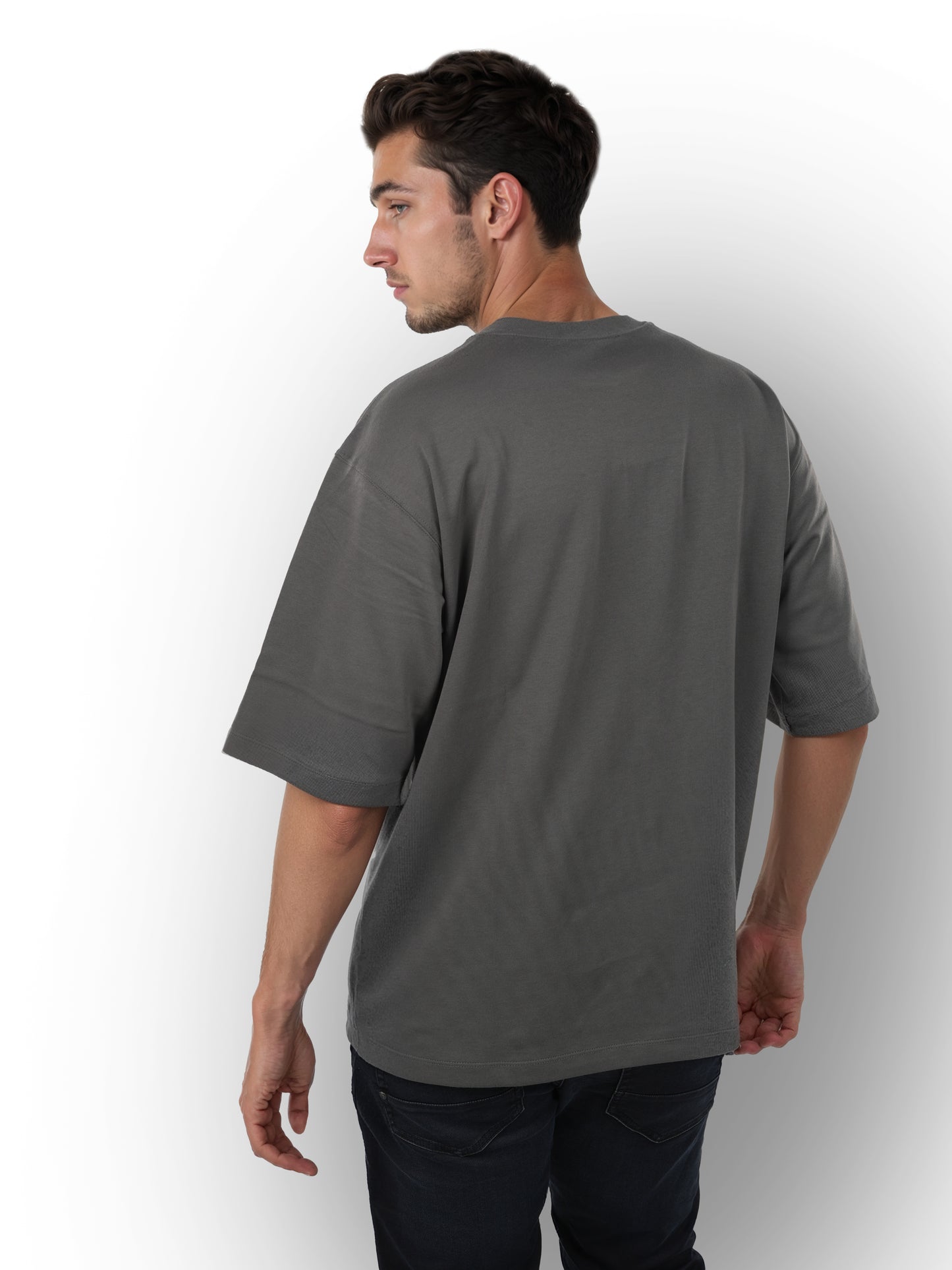 Grey Solid Cotton T-shirt