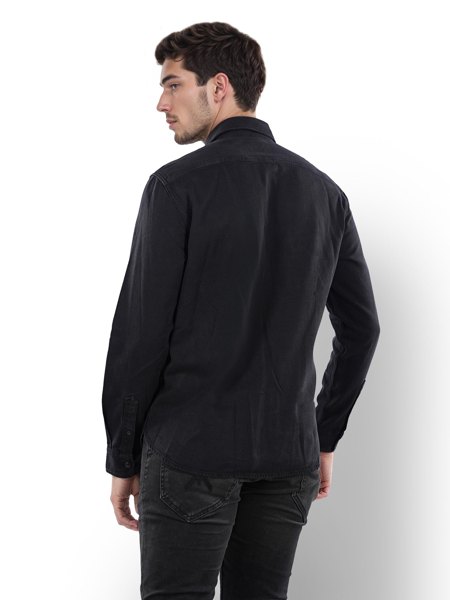 Black Solid Cotton Shirt