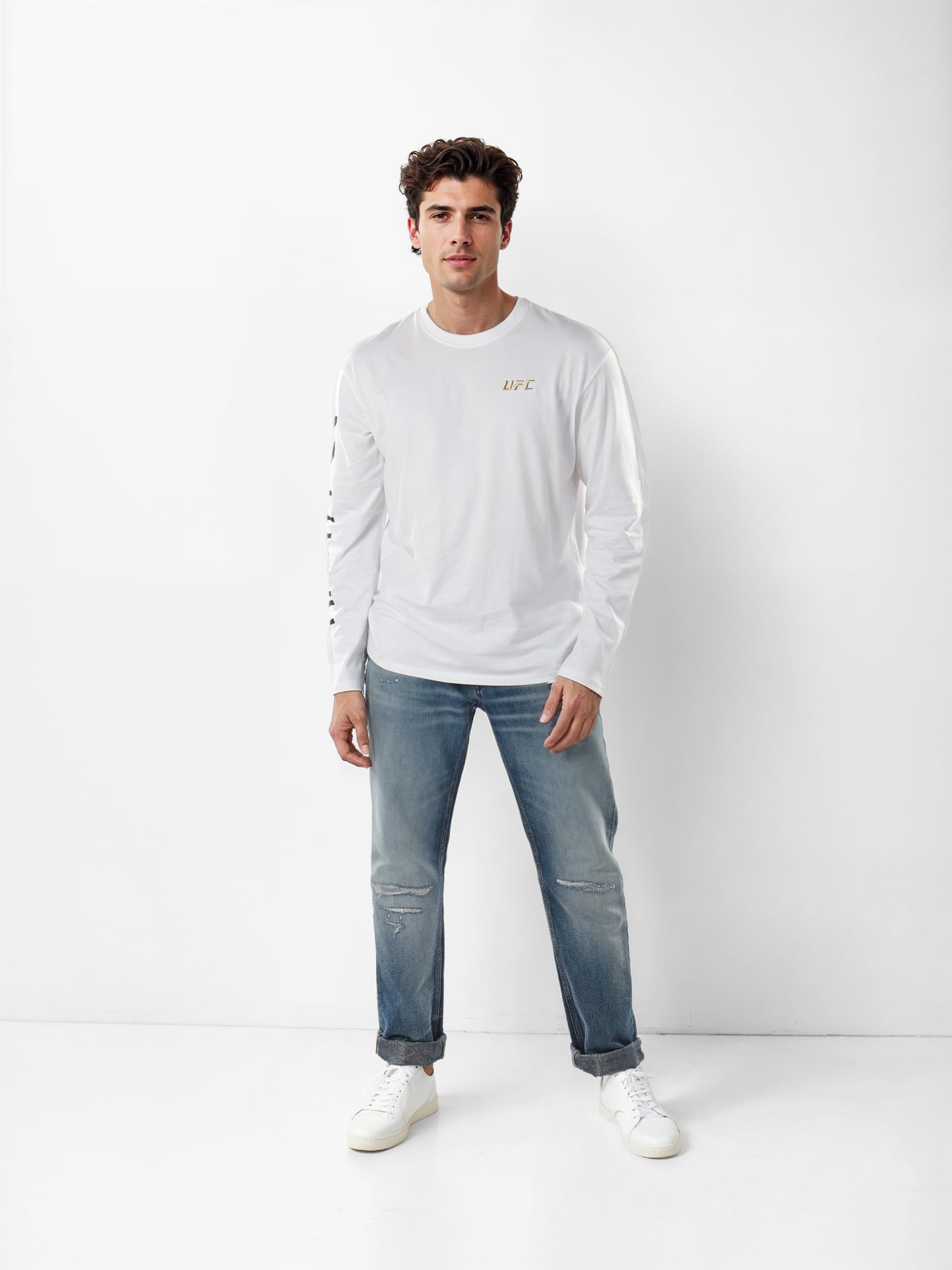 UFC - White Printed Oversized Cotton T-shirt