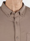 Celio* Solid Regular Fit Cotton-Blend Brown Shirt