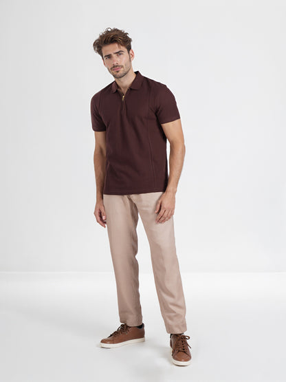 Celio* Men Brown Solid Regular Fit Fashion Tshirt