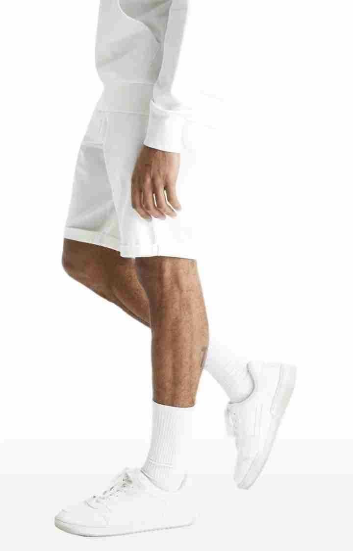 Celio* Cotton-Blend Regular Fit White Shorts