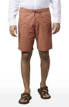 Celio* Cotton-Linen-Blend Regular Fit Brown Shorts