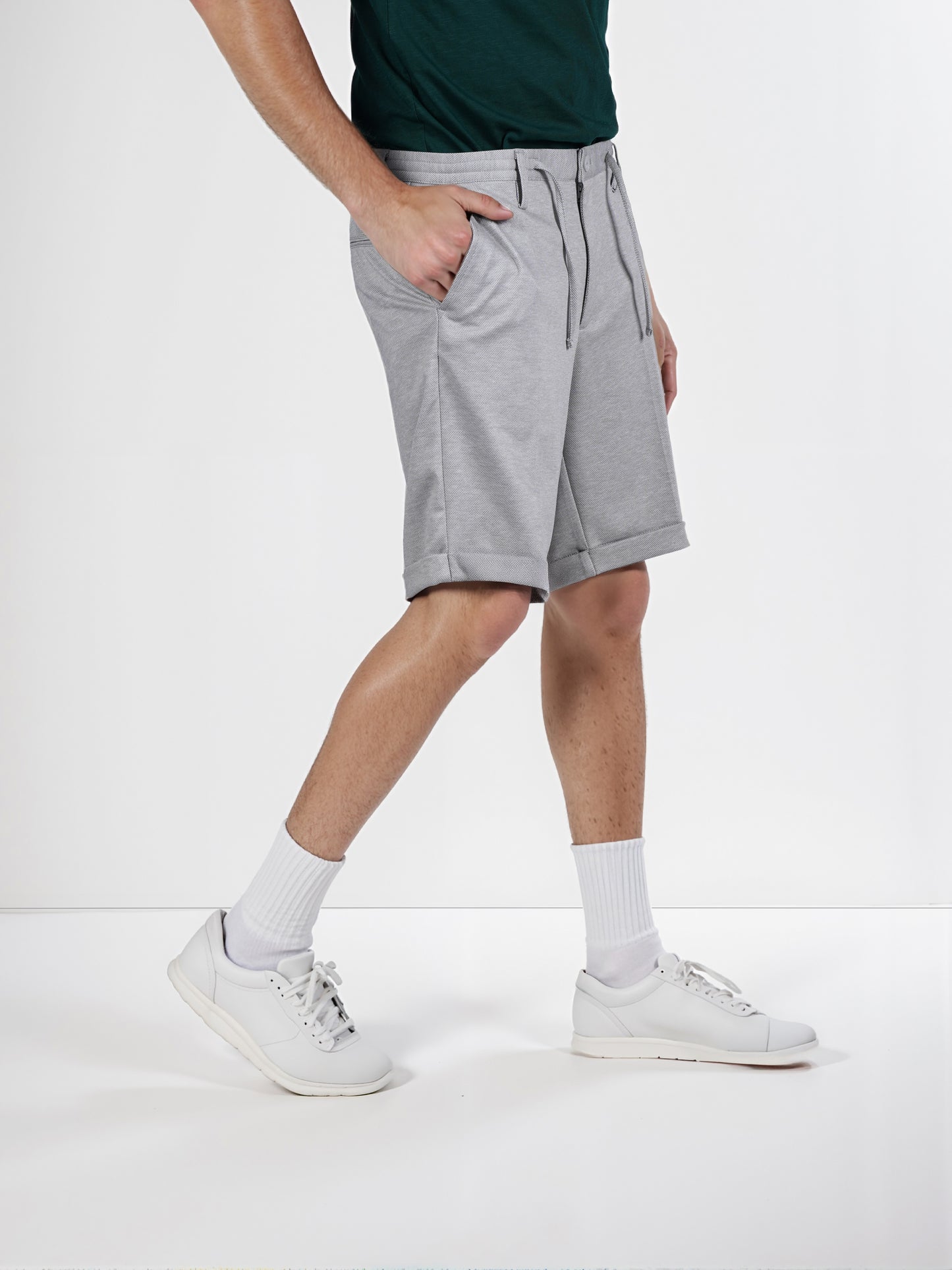 Celio* Men Grey Solid Regular Fit Polyester Bermuda Shorts