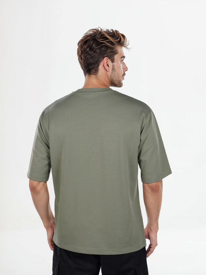 Celio* Solid Regular Fit Poly-Cotton Green T-Shirt