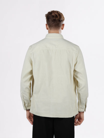 Celio* Men Cream Solid Overshirt Cotton Shirts