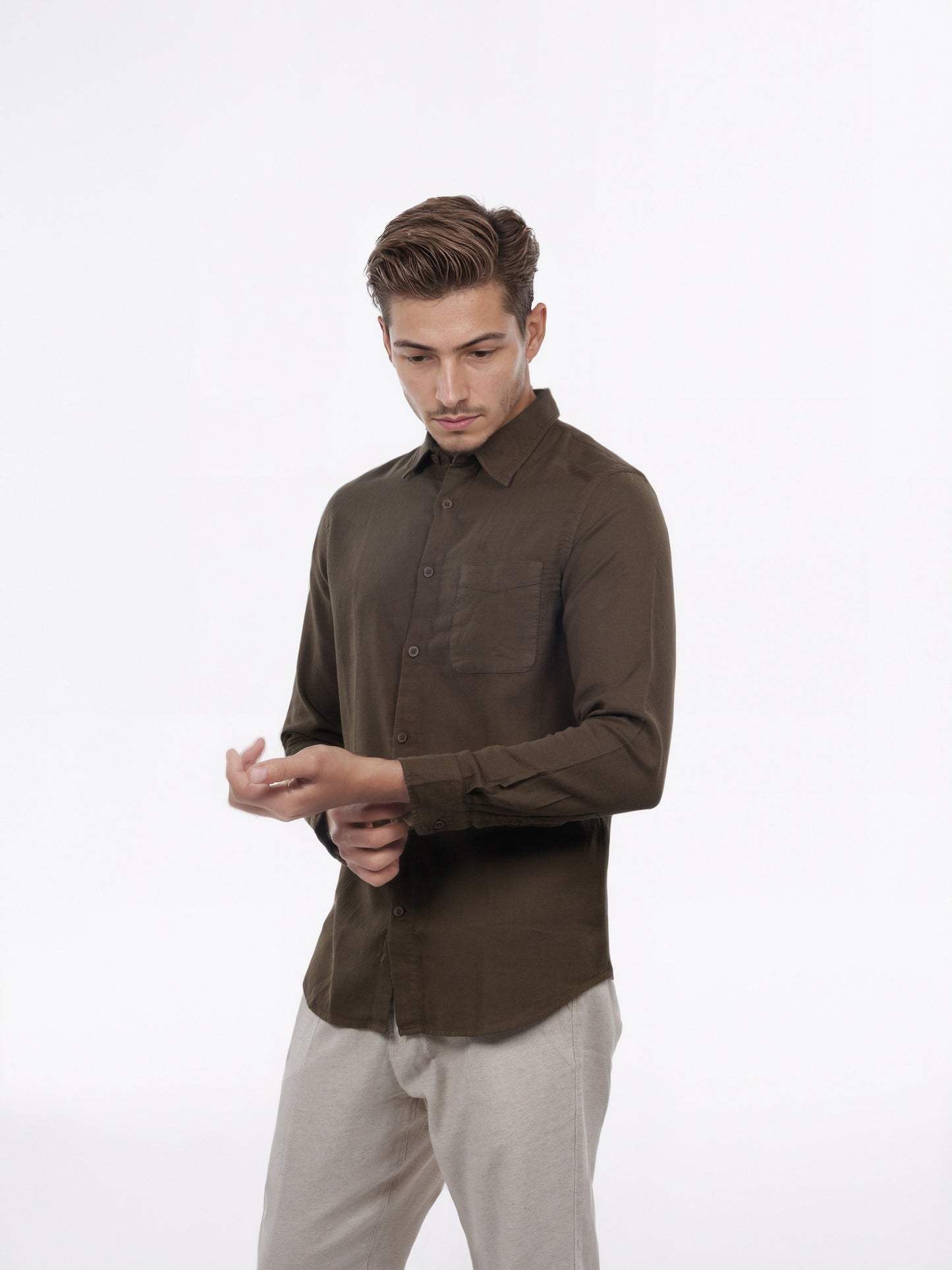 Celio* Men Brown Solid Regular Fit Cotton Shirt