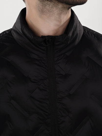 Black Solid Polyamide Jacket