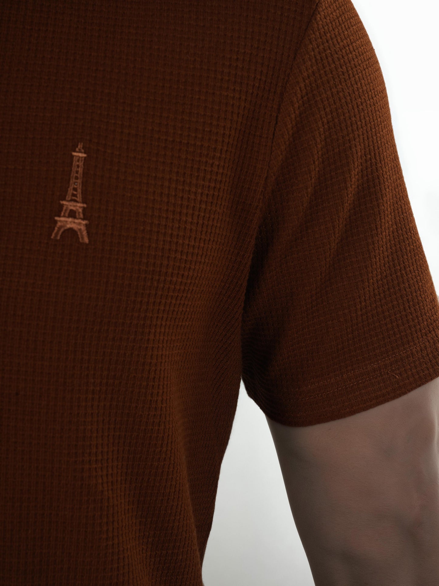 Brown Solid Cotton Polo