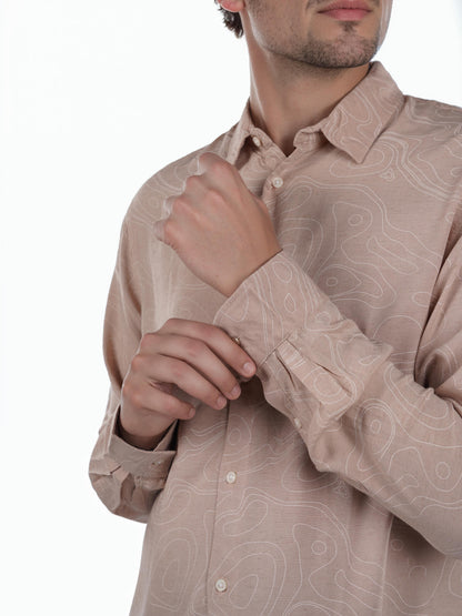 Pink Printed Linen Shirt