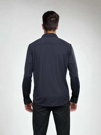 Black Solid Nylon Shirt