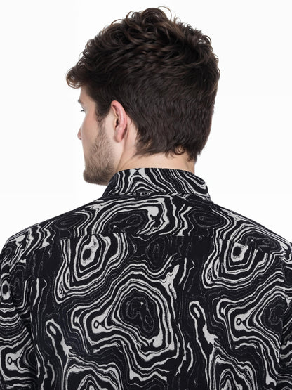 Black Printed Viscose Shirt