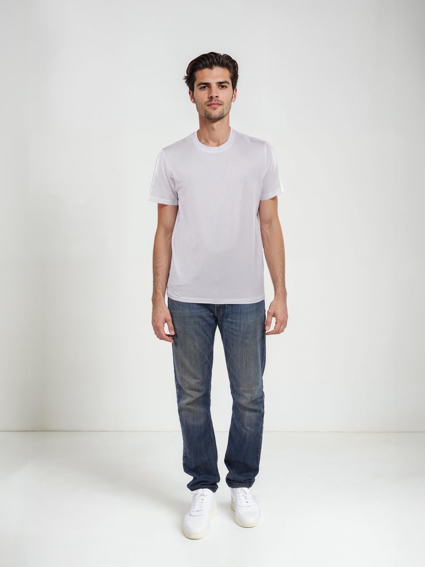 White Solid Cotton T-Shirt