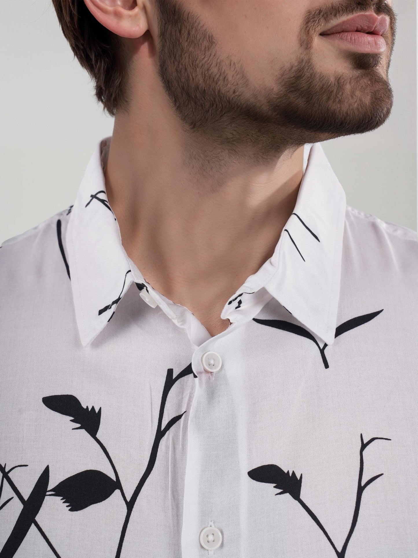 White Printed Viscose Shirt