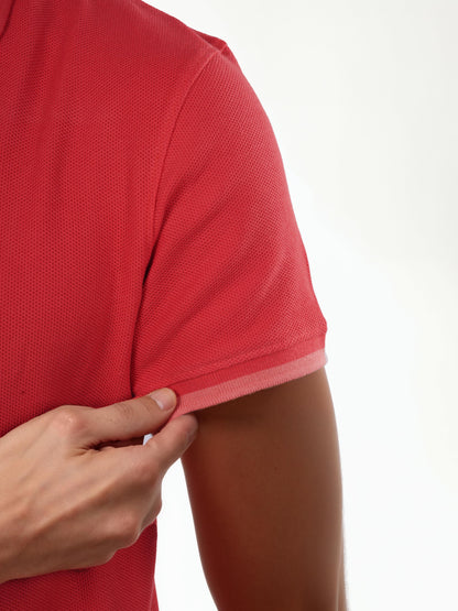 Coral Solid Cotton Polo