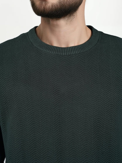 Green Solid Cotton Sweater