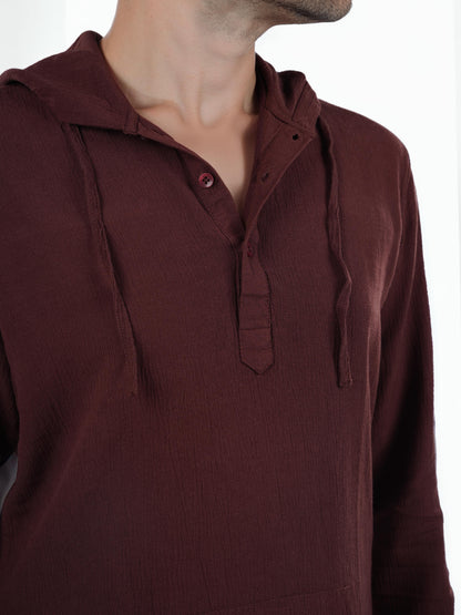 Brown Solid Cotton Shirt