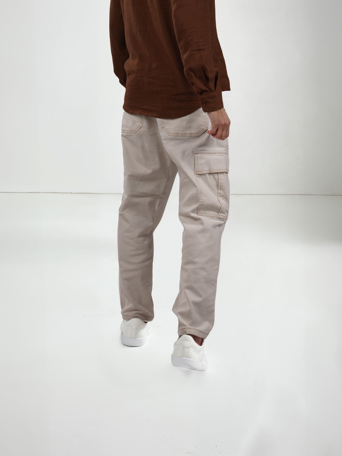 Beige Straight Fit Cargos