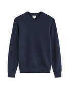 Regular Fit 100% Cotton Solid Crew Neck Sweaters - Navy