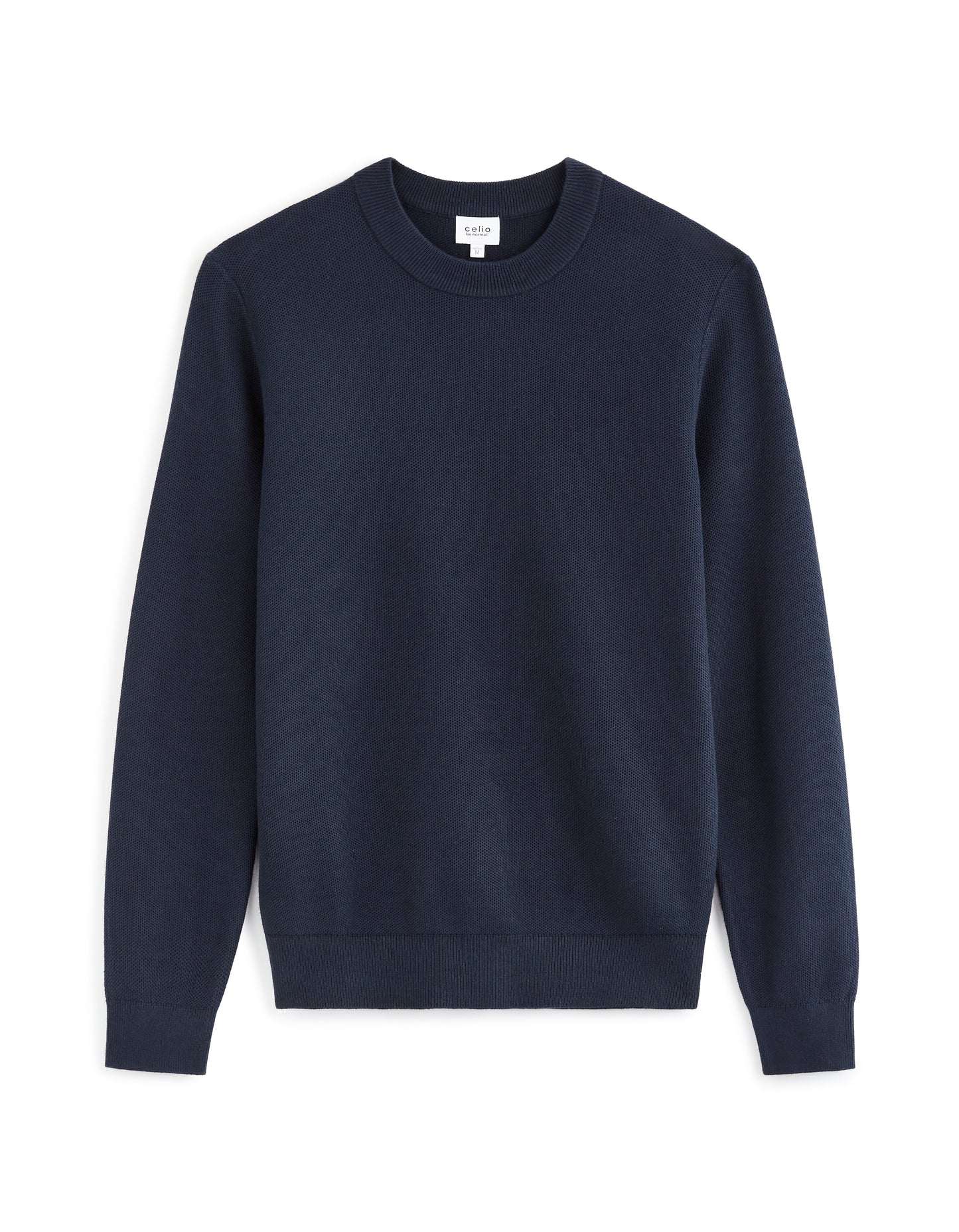 Regular Fit 100% Cotton Solid Crew Neck Sweaters - Navy