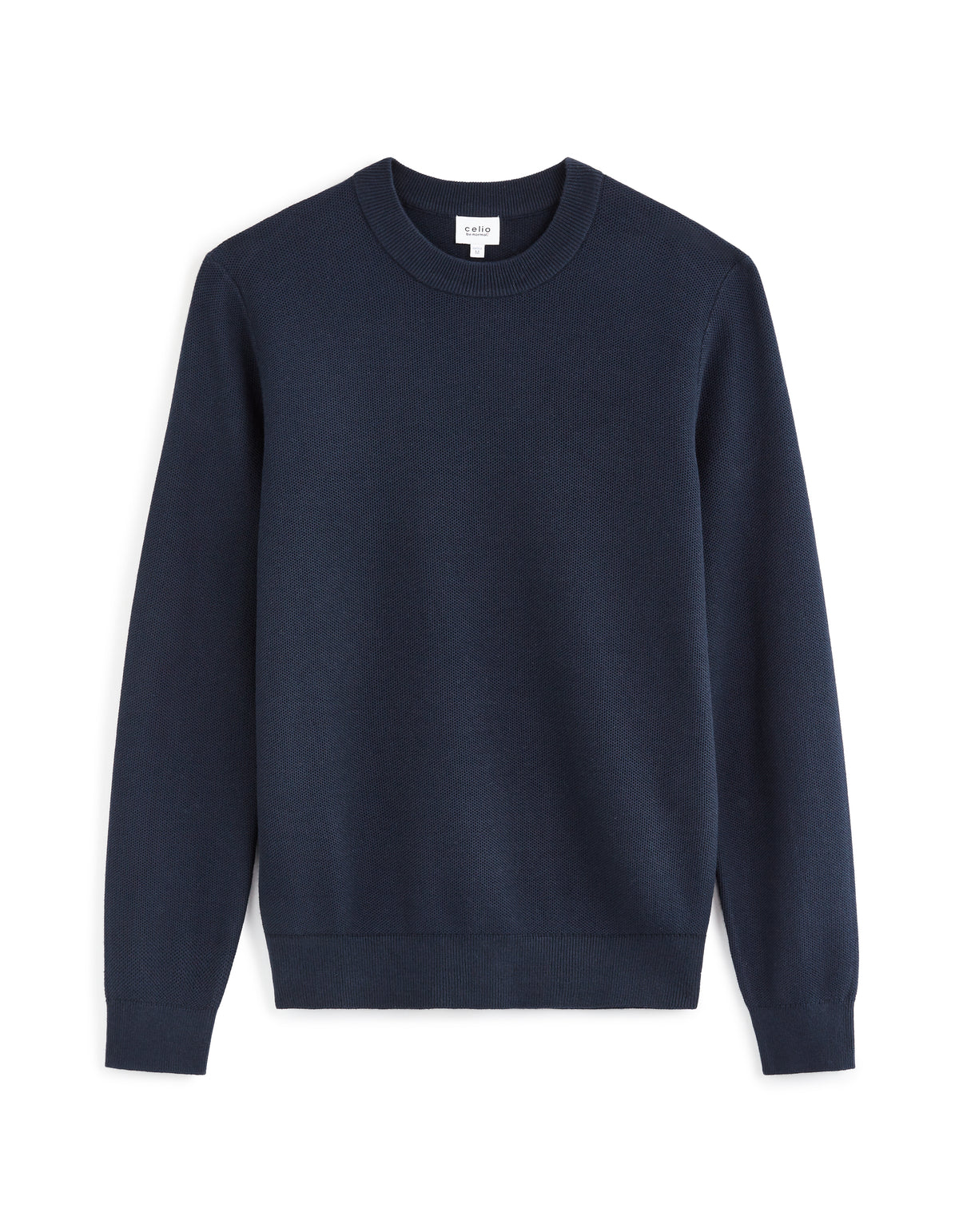 Regular Fit 100% Cotton Solid Crew Neck Sweaters - Navy